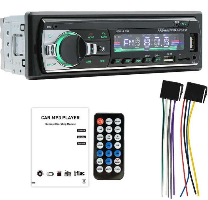 Автомагнітола BOSCHMANN BM-520 ISO — RGB Bluetooth, 2xUSB, MP3 Player, FM, microSD, AUX, фото 1