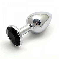 Металева анальна пробка із камінням S, Чорний