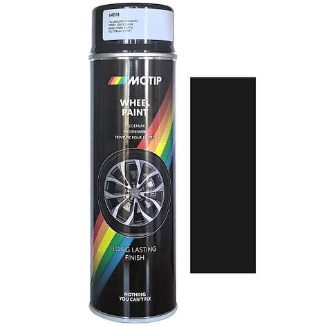 Акрилова автоемаль спрей для дисків чорна Motip Wheel Spray Black RAL 9005 500мл, фото 1