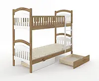 Двоярусне дитяче ліжко Mebigrand Жасмин Білий (RAL9003) + Горіх світлий 90х190 см з ящиками (MBG-2317)