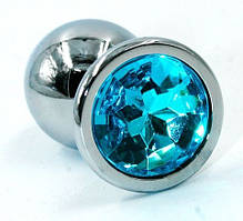 Металевий анальний корок із камінчиком S, Фіолетовий Блакитний