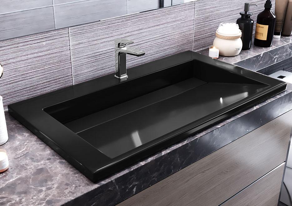 Умивальник, Раковина, накладний Luxor Kraft Low 80 Black, фото 1
