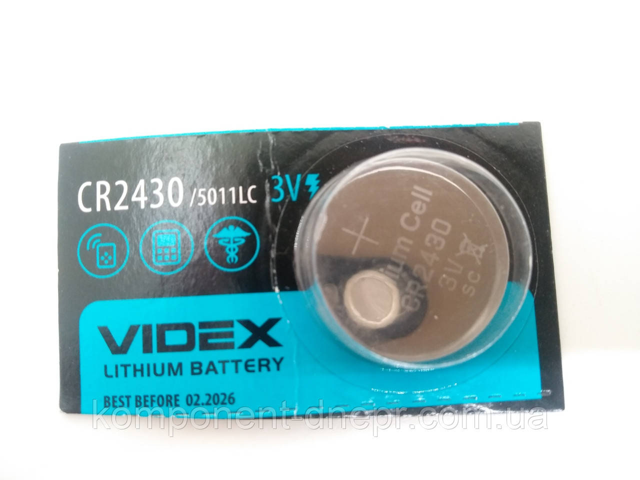 Батарейка Videx CR2430 3B Lithium 1 шт., фото 1