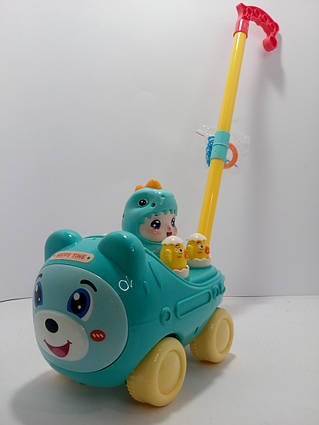 Каталка на палиці Тваринка машинка з фігуркою, 41 см з звуком