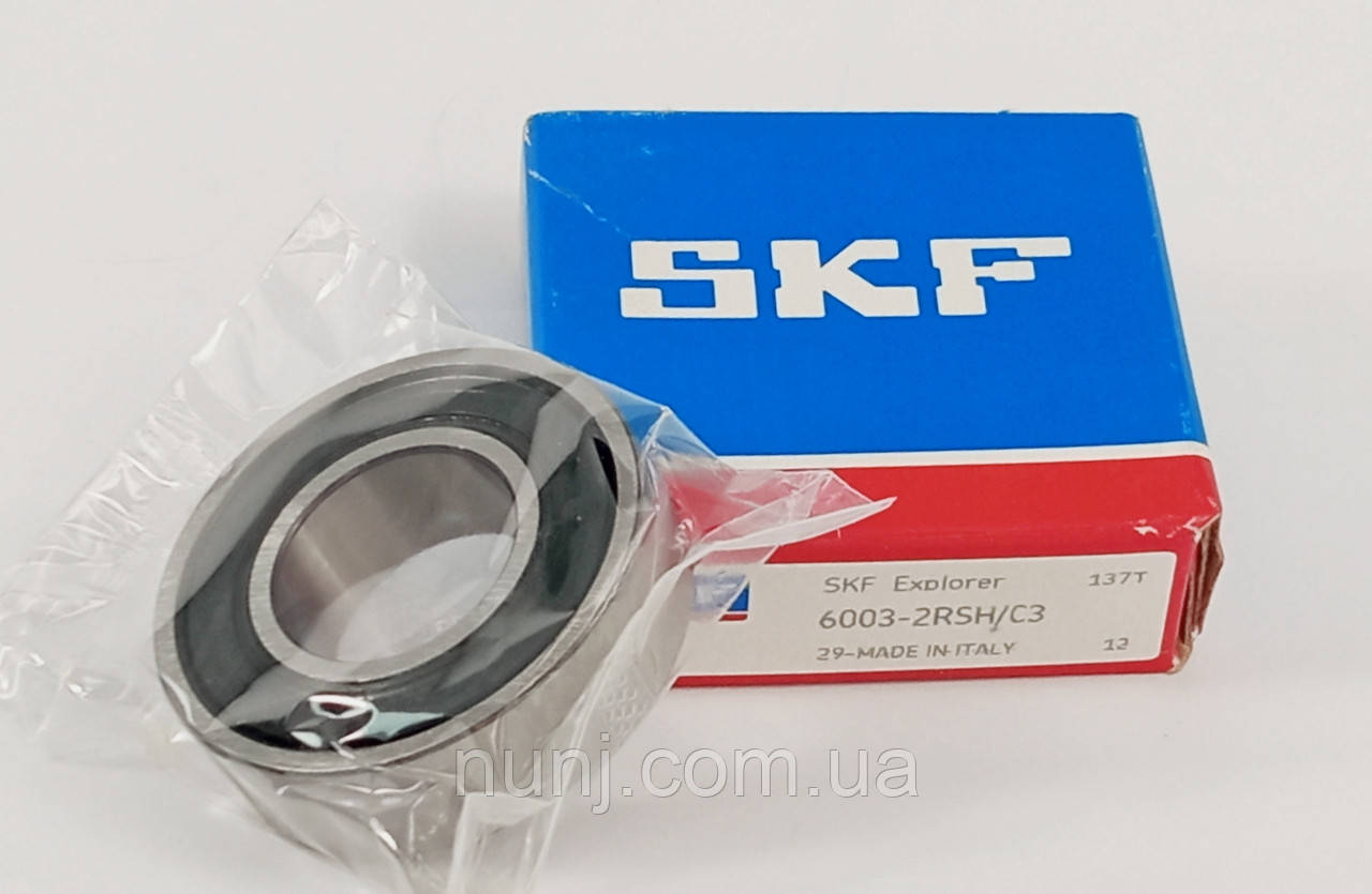 Підшипник 6003-2RS-C3 SKF (70-180103) розміри: 17*35*10 кульковий радіальний закритий, фото 1