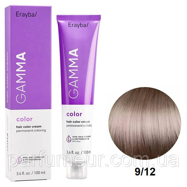 Erayba Gamma Color Стійка крем-фарба для волосся 9/12 попелясто-фіолетовий екстра світло русий 100 мл, фото 1