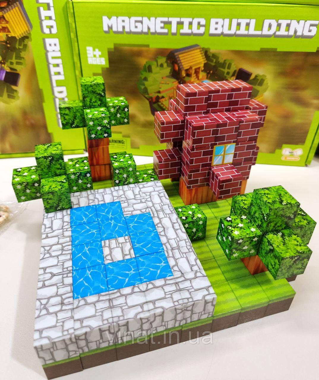 Магнітний конструктор Майнкрафт Басейн і будинок Minecraft My World T111 177 шт, фото 1
