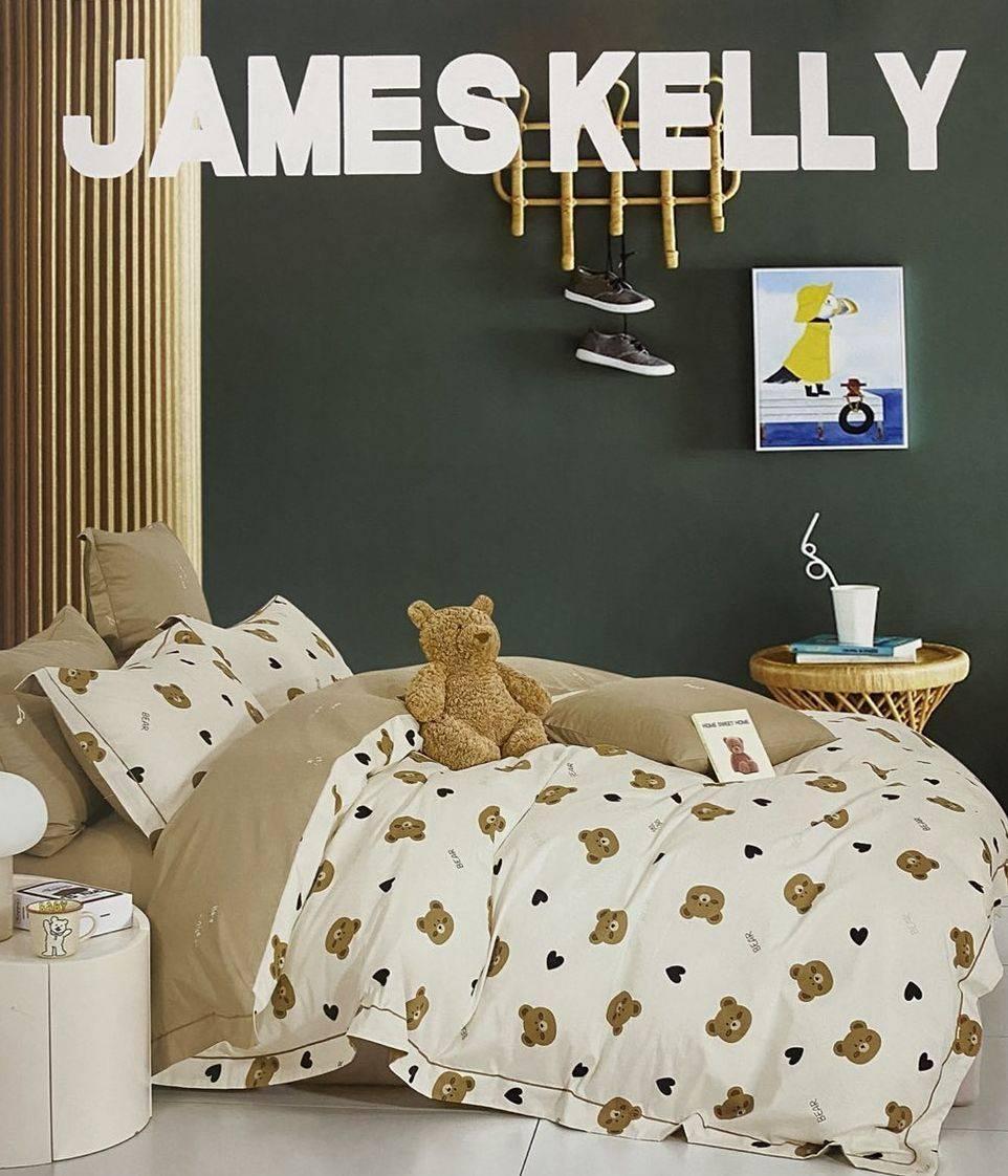Комплект постільної білизни 160*210 гірчичний з молочним JAMES KELLY 23, фото 1