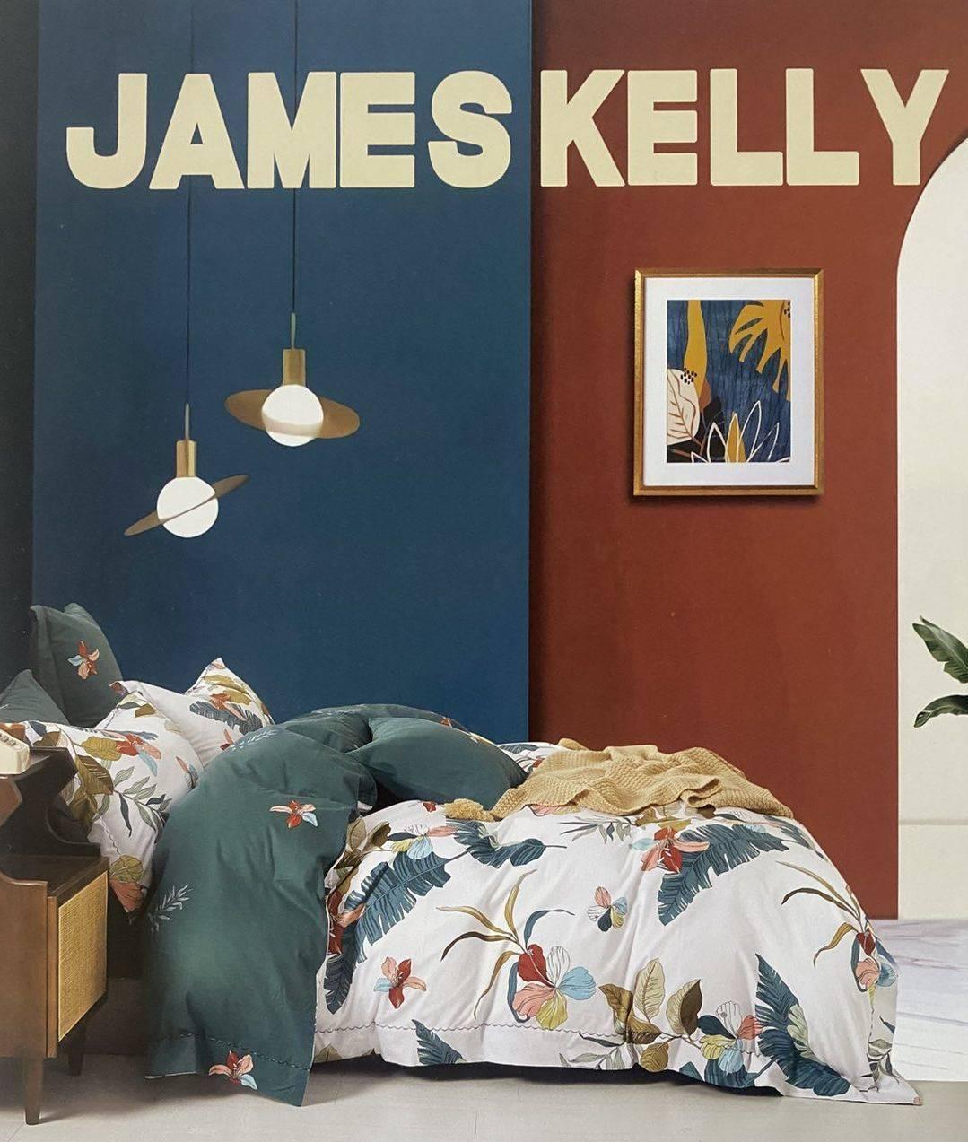 Комплект постільної білизни 160*210 смарагдовий з білим JAMES KELLY 2354, фото 1