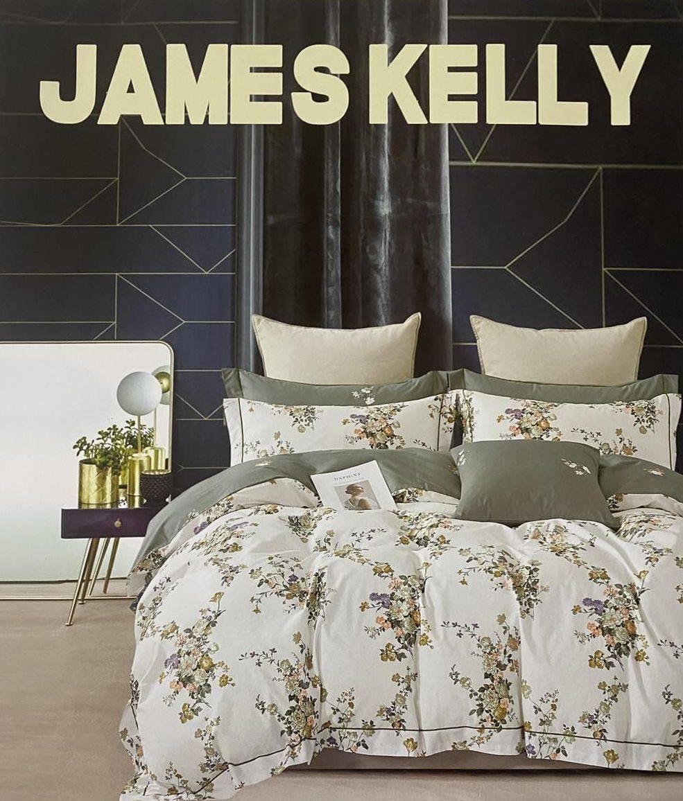 Комплект постільної білизни 160*210 оливковий з білим JAMES KELLY 23547, фото 1