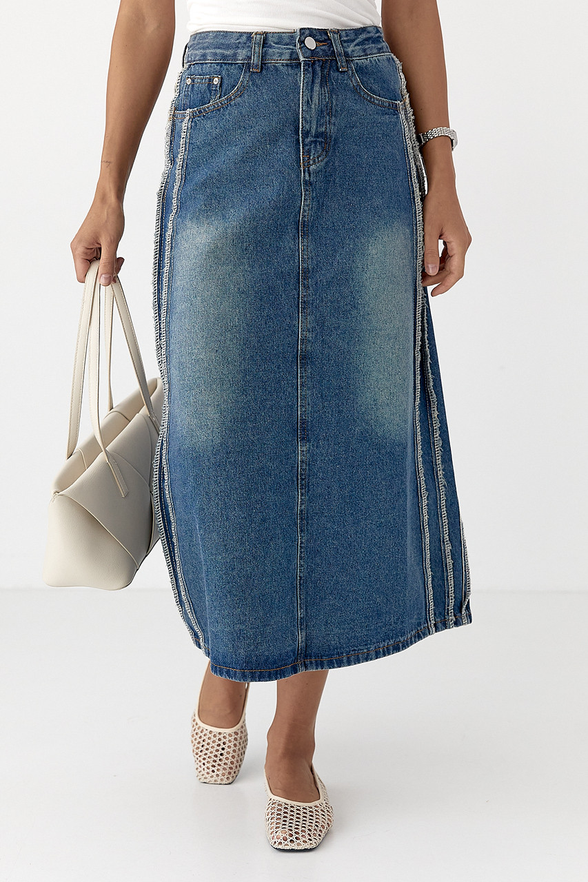 Джинсова спідниця зі швами назовні - синій цвет, S (є розміри) M, Нове, фото 1