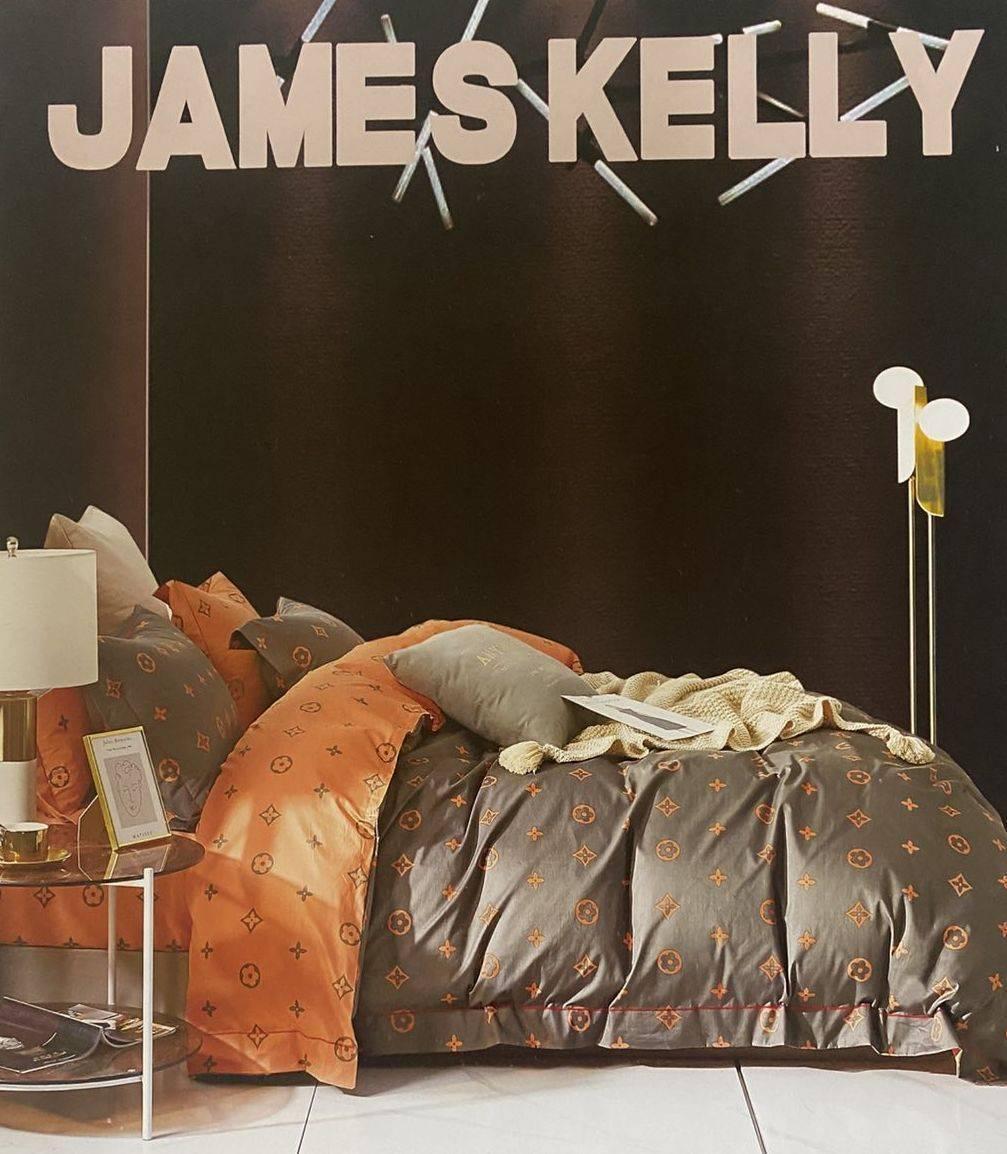 Комплект постільної білизни 160*210 жовтогарячий з коричневим JAMES KELLY, фото 1