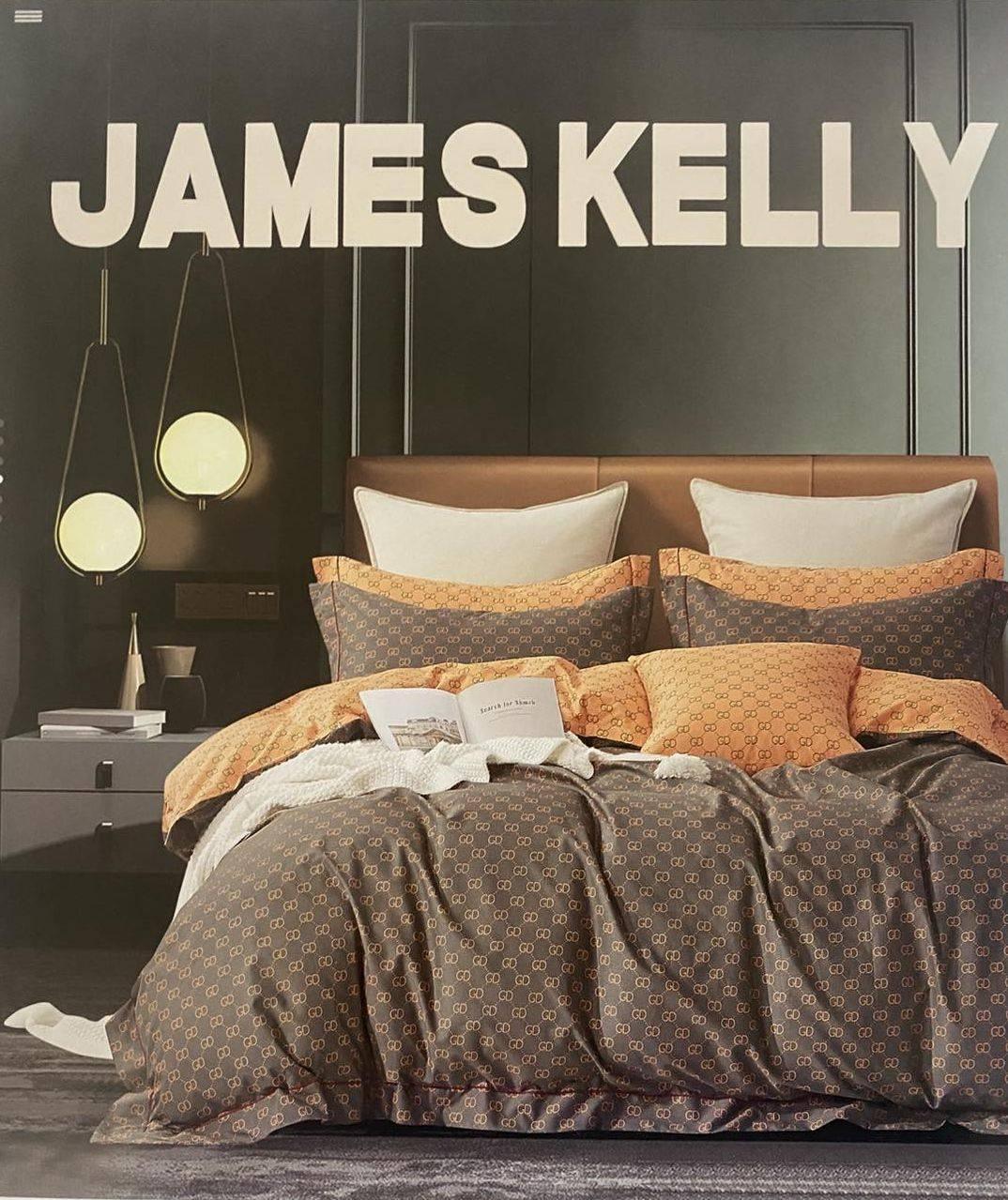 Комплект постільної білизни 160*210 жовтогарячий з коричневим JAMES KELLY, фото 1