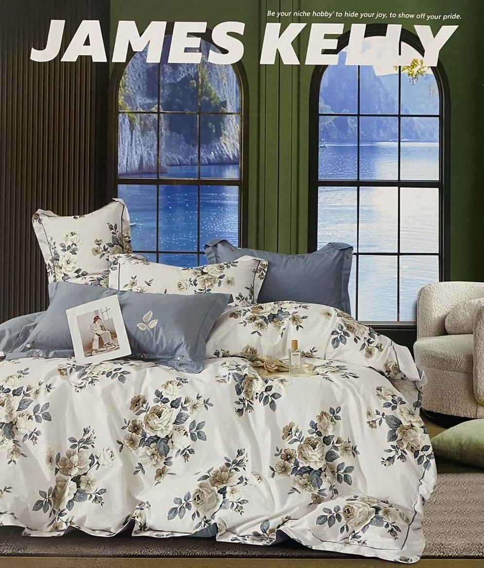 Комплект постільної білизни 160*210 сірий з молочним JAMES KELLY 24254, фото 1