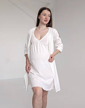 Комплект халат і сорочка у пологовий (молочний)