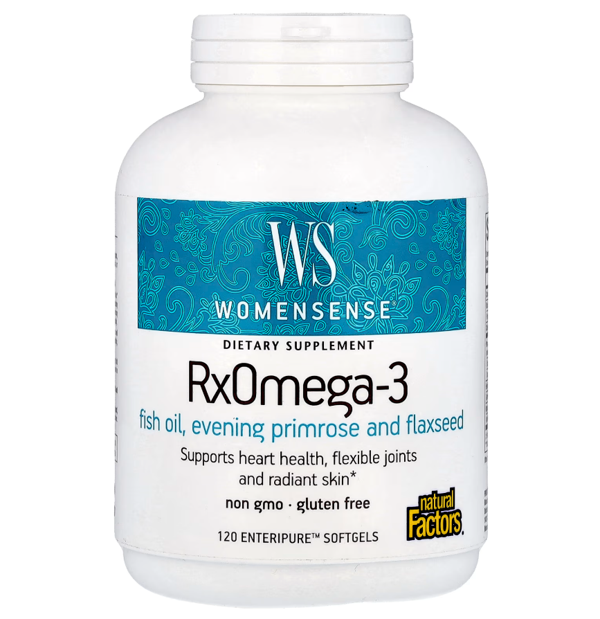 Омега-3 для жінок RxOmega-3 WomenSense Natural Factors 120 м'яких таблеток Enteripure, фото 1
