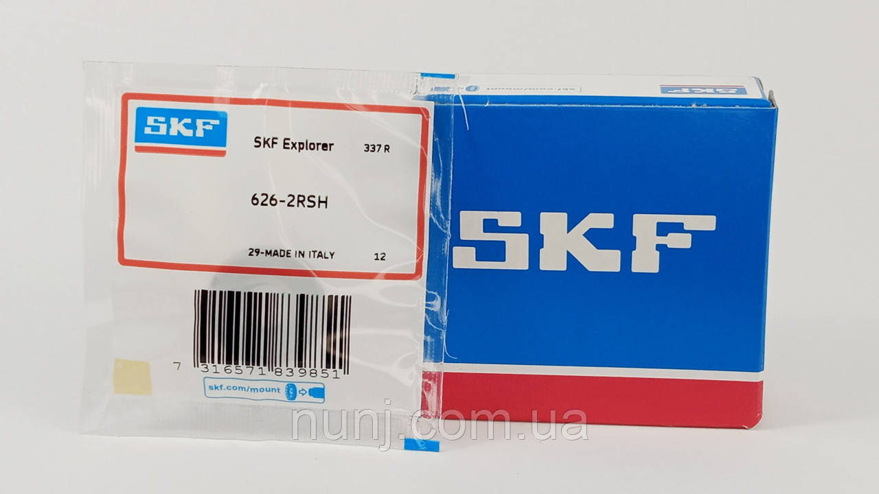 Підшипник 626-2RS SKF (180026) розміри: 6*19*6 кульковий радіальний закритий, фото 1