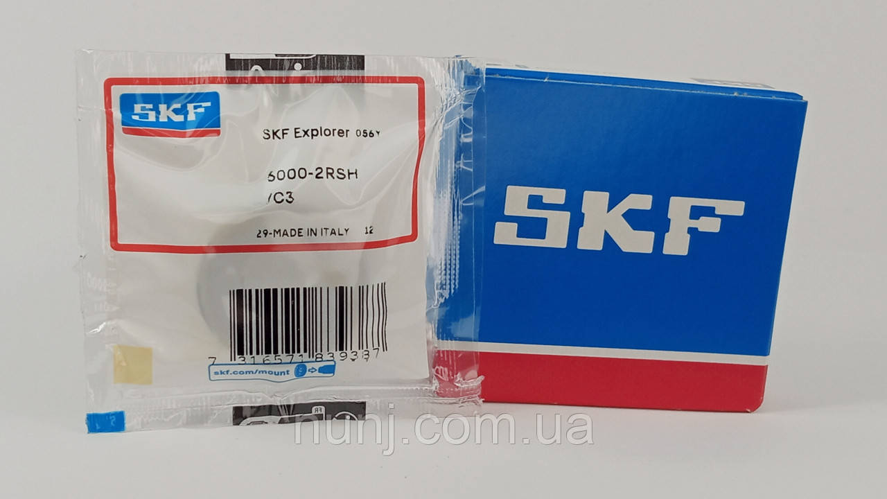 Підшипник 6000-2RS-C3 SKF (70-180100) розміри: 10*26*8 кульковий радіальний закритий, фото 1