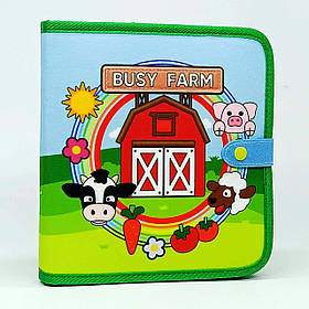 Тактильна книжка Бізіборд Busy farm 20×20 см — фетрова розвивальна іграшка для моторики, арт. C71085