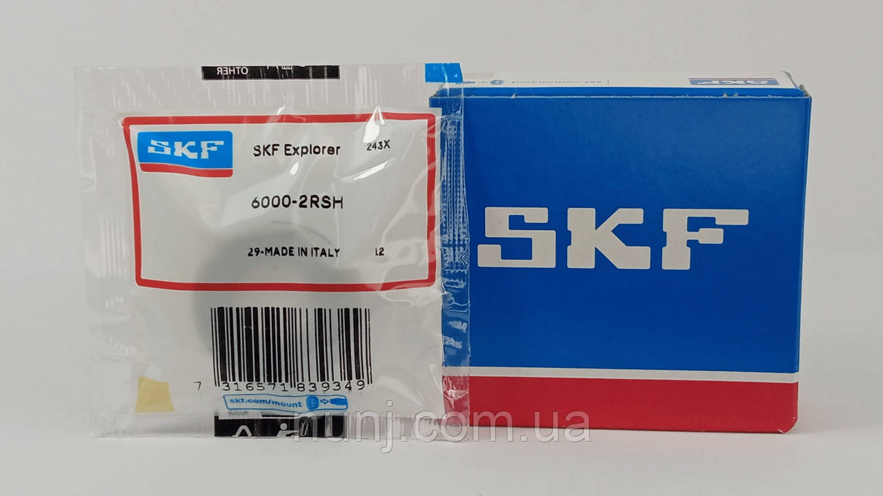 Підшипник 6000-2RS SKF (180100) розміри: 10*26*8 кульковий радіальний закритий, фото 1