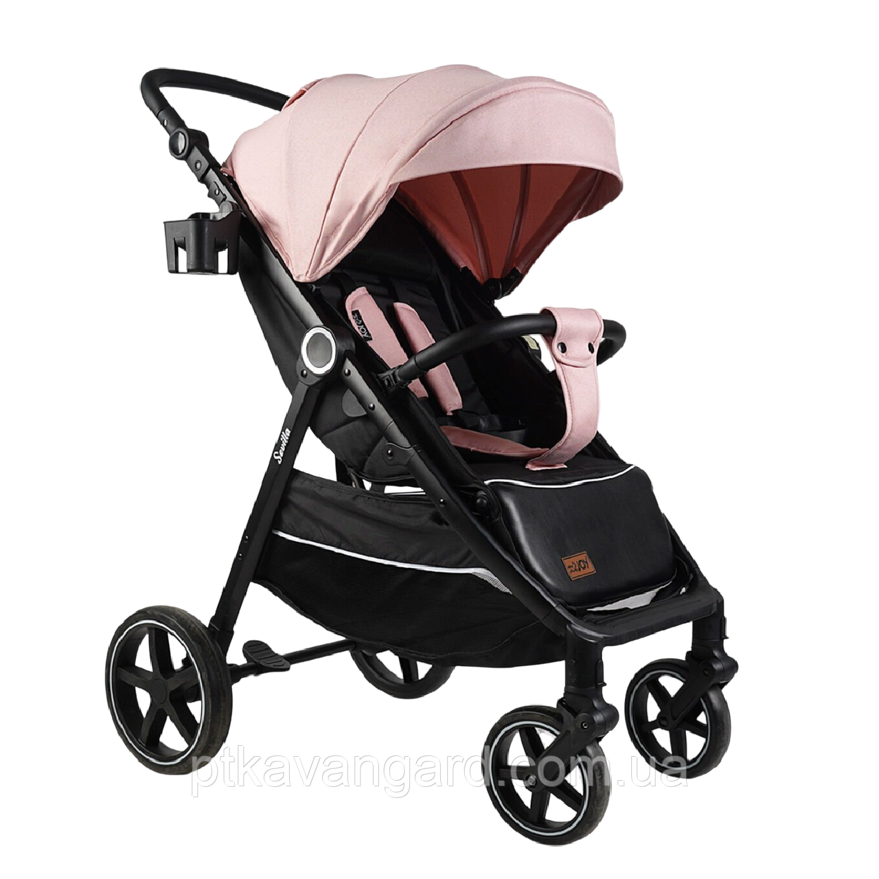 Коляска прогулянкова книжка рожевий JOY Sevillia (алюмінієва рама, поліуретан колеса, дощовик), фото 1