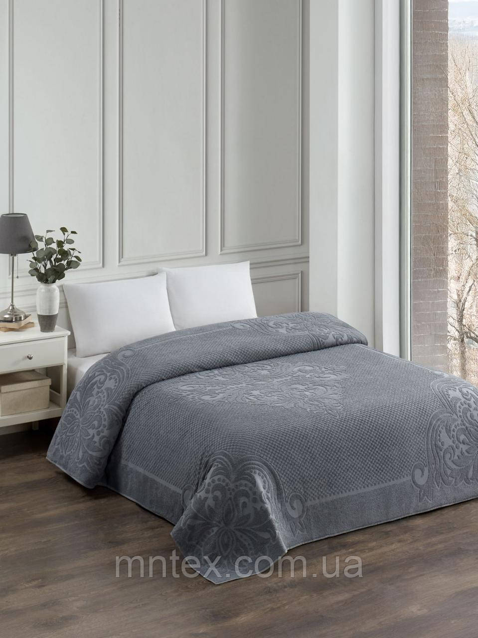 Простирадло махрове Zeron Сіре