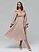 Витончена романтична елегантна вечірня сукня-міді, бежеве, фото 4