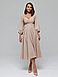 Витончена романтична елегантна вечірня сукня-міді, бежеве, фото 3