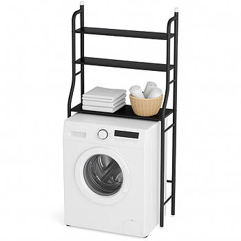 Полиця стелаж над пральною машинкою, LAUNDRY RACK TW-106, Чорний / Підлоговий стелаж над унітазом у ванну