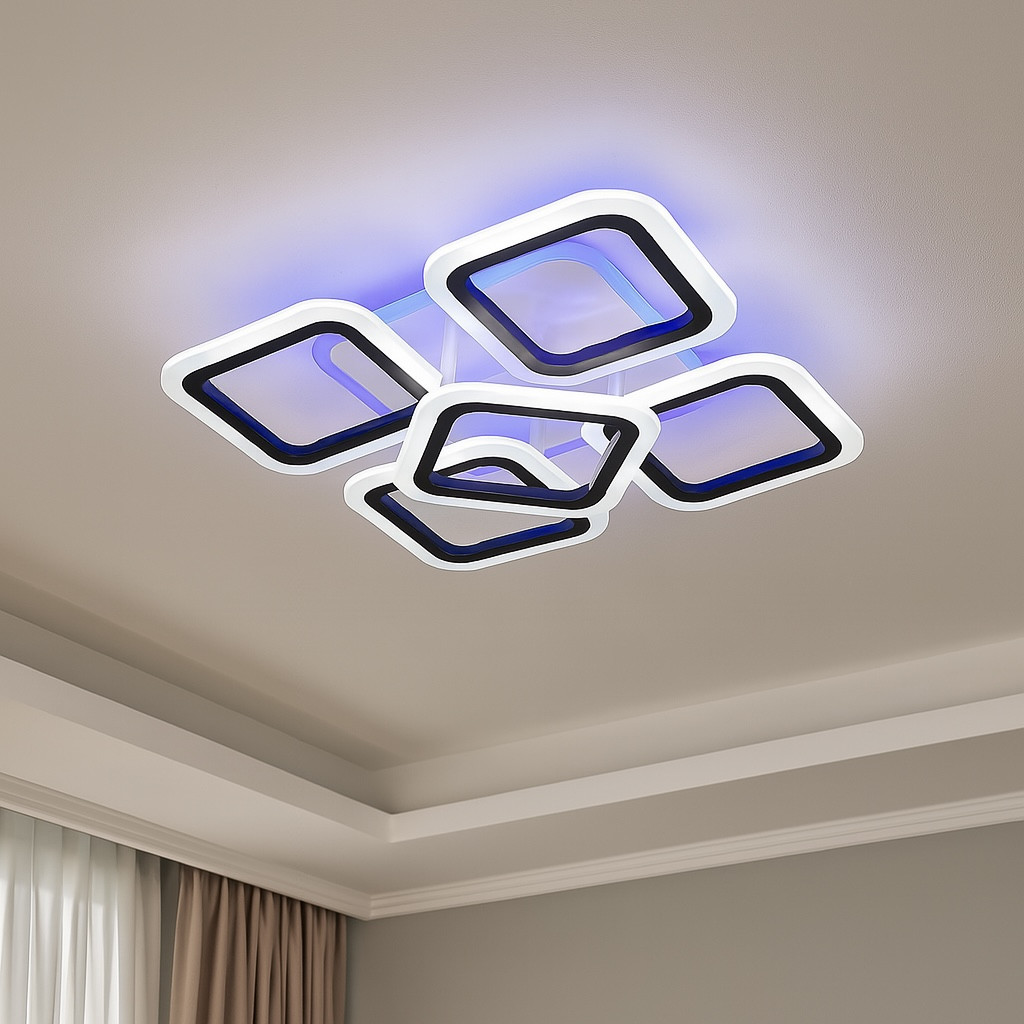 Led люстра до 18 м² світлодіодна люстра 90 Wt з пультом керування (1136/4+1 Bk), фото 1