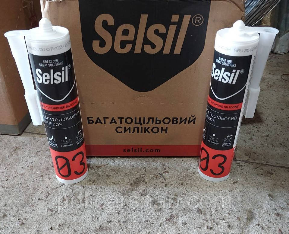 Герметик силіконовий Selsil  Multi Purpose Silicone білий універсальний водостійкий 03 280ml, фото 1