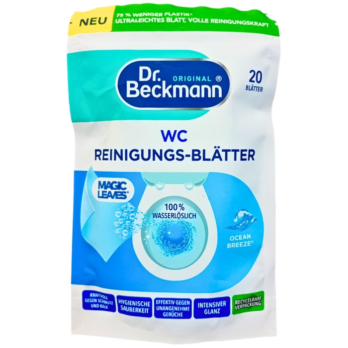 Серветки для чищення унітаза Dr. Beckmann WC Reinigungs-Blätter Ocean Breeze 20 шт., фото 1
