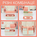 Ланчбокс транформер на один/два рівні три герметичні відділення Lunch Box 1450 рожевий (LB-190567), фото 4