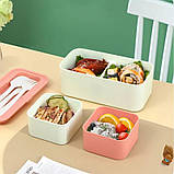 Ланчбокс транформер на один/два рівні три герметичні відділення Lunch Box 1450 рожевий (LB-190567), фото 8