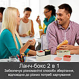 Ланчбокс транформер на один/два рівні три герметичні відділення Lunch Box 1450 рожевий (LB-190567), фото 9