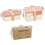 Ланчбокс транформер на один/два рівні три герметичні відділення Lunch Box 1450 рожевий (LB-190567), фото 10