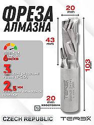 Алмазна фреза Terex D 20 х l 43 х L 103 х d 20 мм, PCD, із засвердлювальним різцем