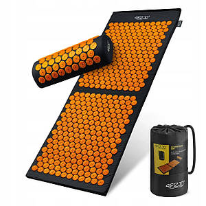 Килимок акупунктурний з валиком 4FIZJO Аплікатор Кузнєцова 128 x 48 см 4FJ0049 Black/Orange Poland