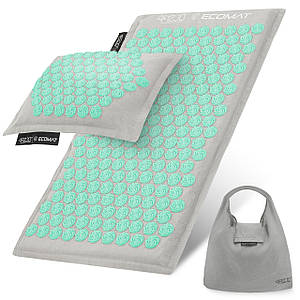 Килимок акупунктурний з подушкою 4FIZJO Eco Mat Аплікатор Кузнєцова 68 x 42 см 4FJ0230 Grey/Mint Poland