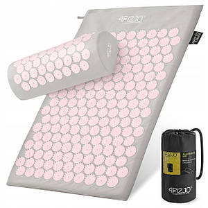 Килимок акупунктурний з валиком 4FIZJO Аплікатор Кузнєцова 72 x 42 см 4FJ0287 Grey/Pink Poland Poland