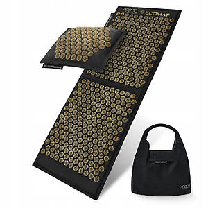 Килимок акупунктурний з подушкою 4FIZJO Eco Mat Аплікатор Кузнєцова 130 x 50 см 4FJ0291 Black/Gold Poland