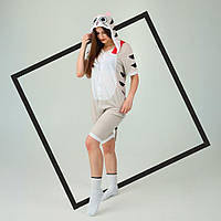 кигуруми Котик Чи Летний серый с коротким рукавом на пуговицах и с карманами 4002