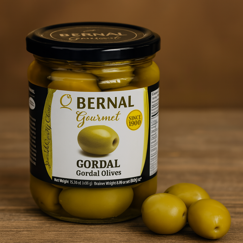 Оливки гіганти з кісточкою Bernal Gordal скло 436 гр. Іспанія, фото 1