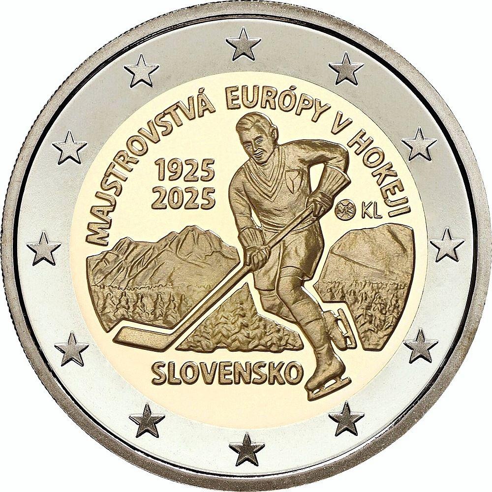 Монета номіналом 2 євро 2025 «Чемпіонат Європи з хокею» Словенія