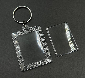 Акриловий брелок / З фотовставкою / З кільцем / Внутрішній - 2,9*4 см / Зовнішній - 3,9*5 см / Фігурна №10