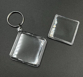 Акриловий брелок / З фотовставкою / З кільцем / Внутрішній - 3,8*3,8 см / Зовнішній - 4,4*4,4 см / Ромб №11