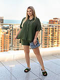 Літній жіночий костюм шорти і сорочка легкий прогулянковий костюм з шортами великих розмірів, фото 5