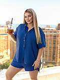Літній жіночий костюм шорти і сорочка легкий прогулянковий костюм з шортами великих розмірів, фото 4