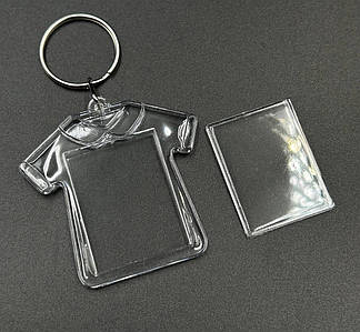 Акриловий брелок / З фотовставкою / З кільцем / Внутрішній - 2,8*3,7 см / Зовнішній -5,5*5,6 см / Футболка №12