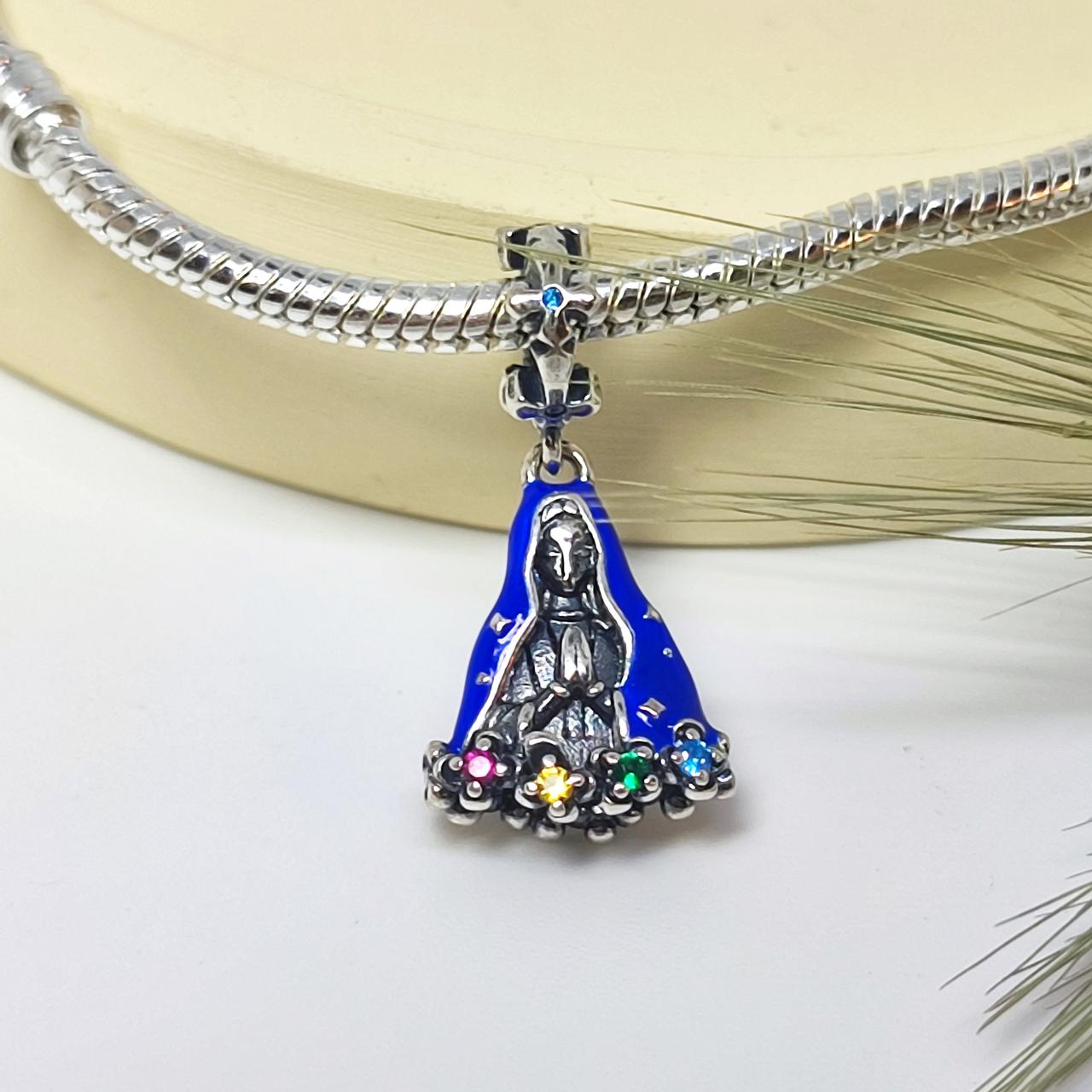 Елегантний браслет із металевого ланцюжка, прикрашений підвіскою Богородиці Остробрамської, фото 1